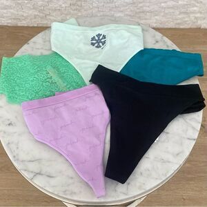 NWT Lot of Five (5) Victoria's Secret PINK Thong Underwear/Panties New! Size XL